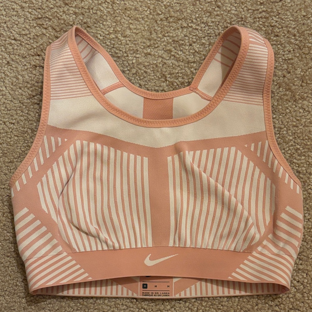 Nike Women's Salmon Pink Cool Striped Sports Bra